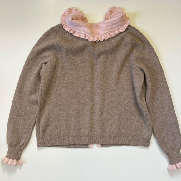 BODEN *Pink/Beige* Frill Collared Cardigan 10 - Picture 14 of 14